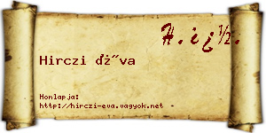 Hirczi Éva névjegykártya